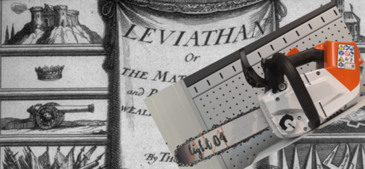 Leviathan und Kettensäge (Fotomontage)